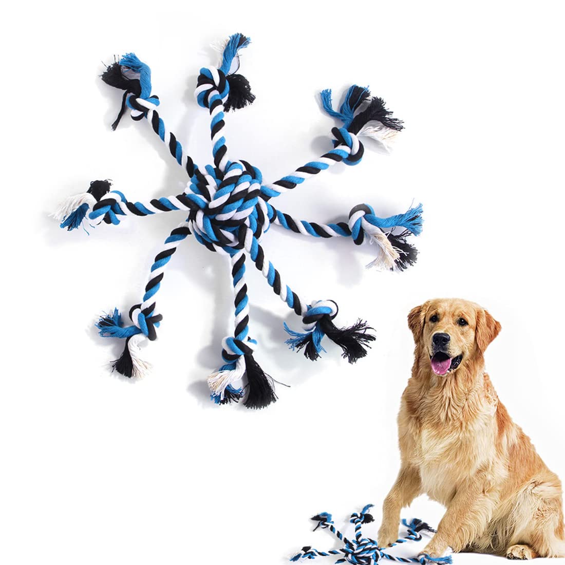 FUNAT Pet Molar Cotton Rope Toy, Pet Eight Ball Knot Toy, Braiding Dog Snuffle Chew Toy, Cat and Dog Rope Toy