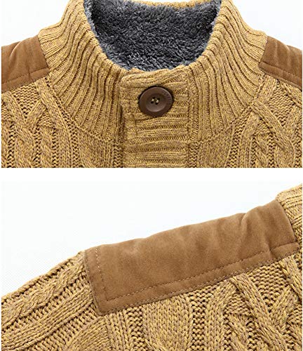 Kedera Men's Button Point Stand Collar Knitted Slim Fit Cardigan Sweater4