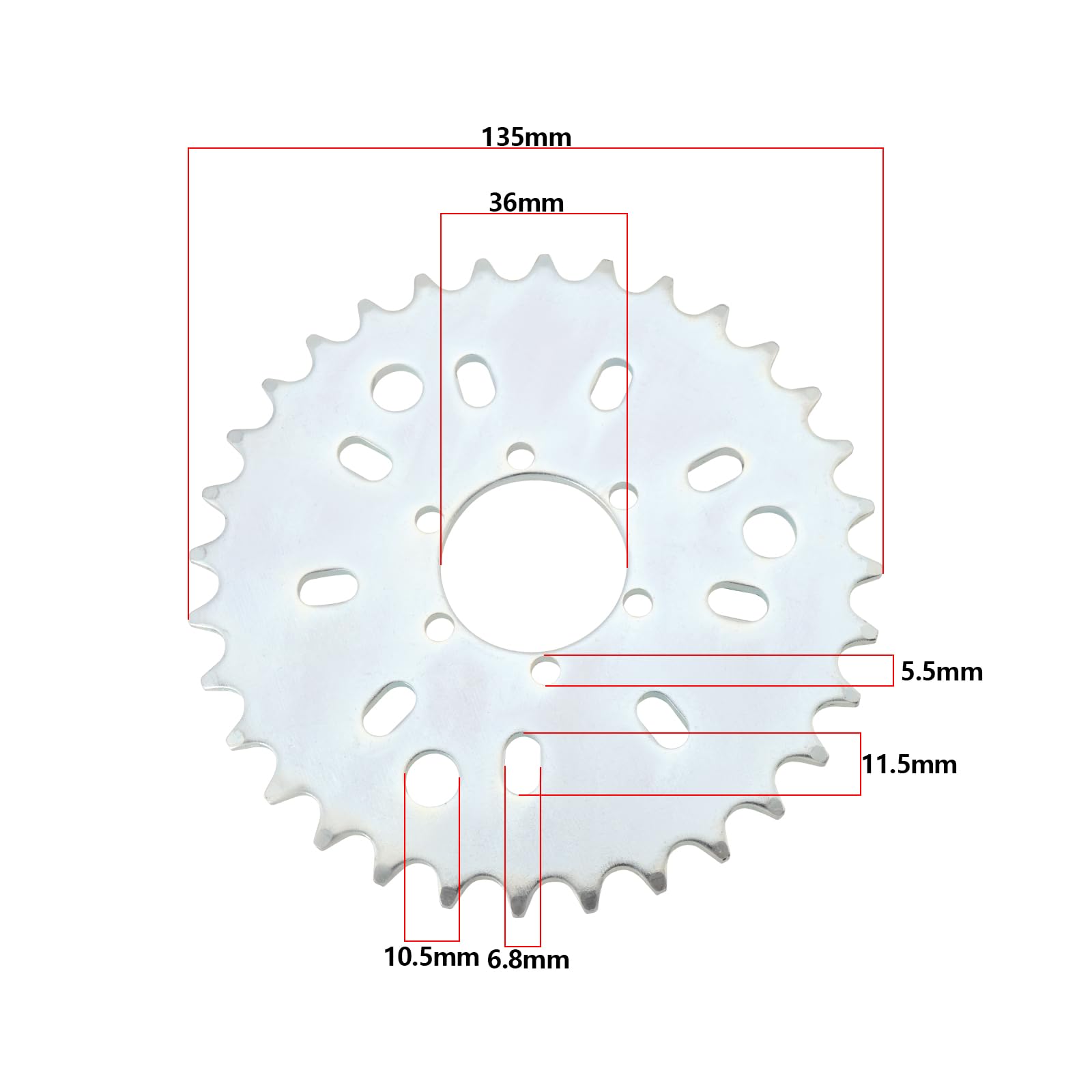 1 x 32T motorisiertes Fahrrad-Kettenrad, 135 mm, 9-Loch-Kettenradhalterungs-Set, kompatibel mit 49 cc, 50 cc, 66 cc, 80 cc, motorisiertem Fahrrad