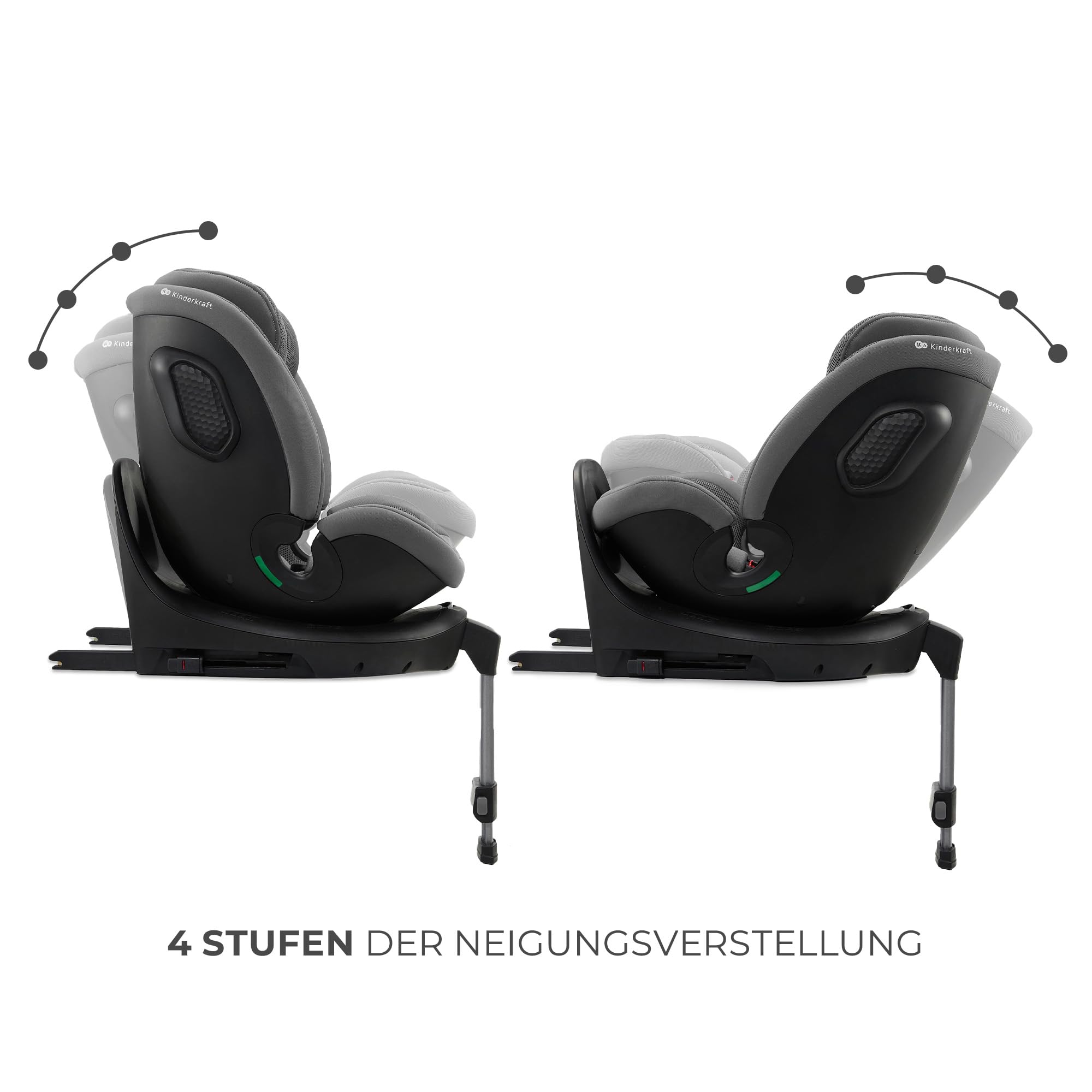 Kinderkraft XRIDER2 I-SIZE 40-150 cm, Kindersitz 0-36 kg, 0-12 Jahre, 5-Punkt-Gurte, 360 grad drehbar, Kinderautositz mit ISOFIX, FWF und RWF, verstärkte Kopfstütze, Memory-Schaum, Grau