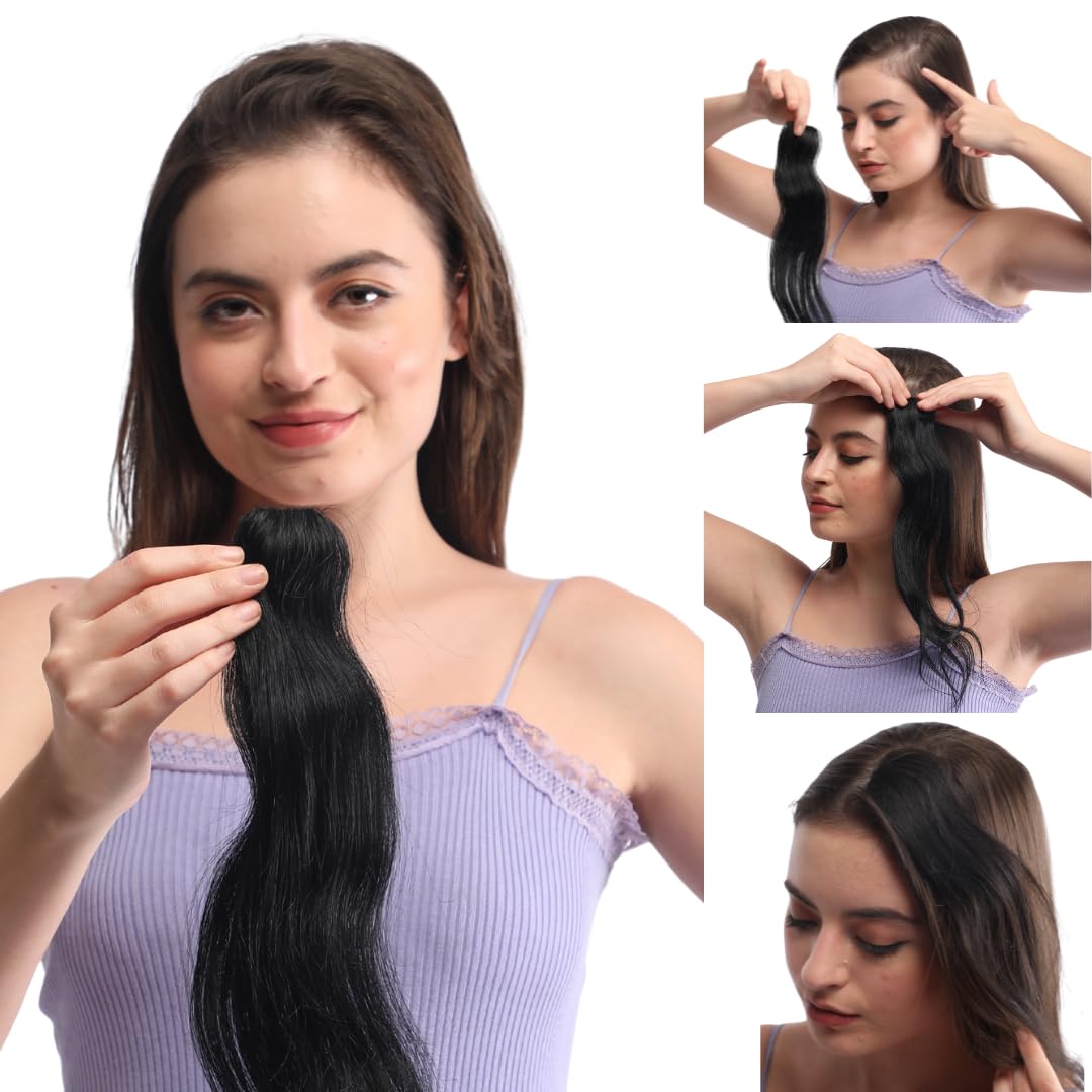 WANNA HAIR Hair Extensions Invisible Hair Patch with 100% Human Hair for women, 10 Inches, Natural Black, Pack of -1-image-27
