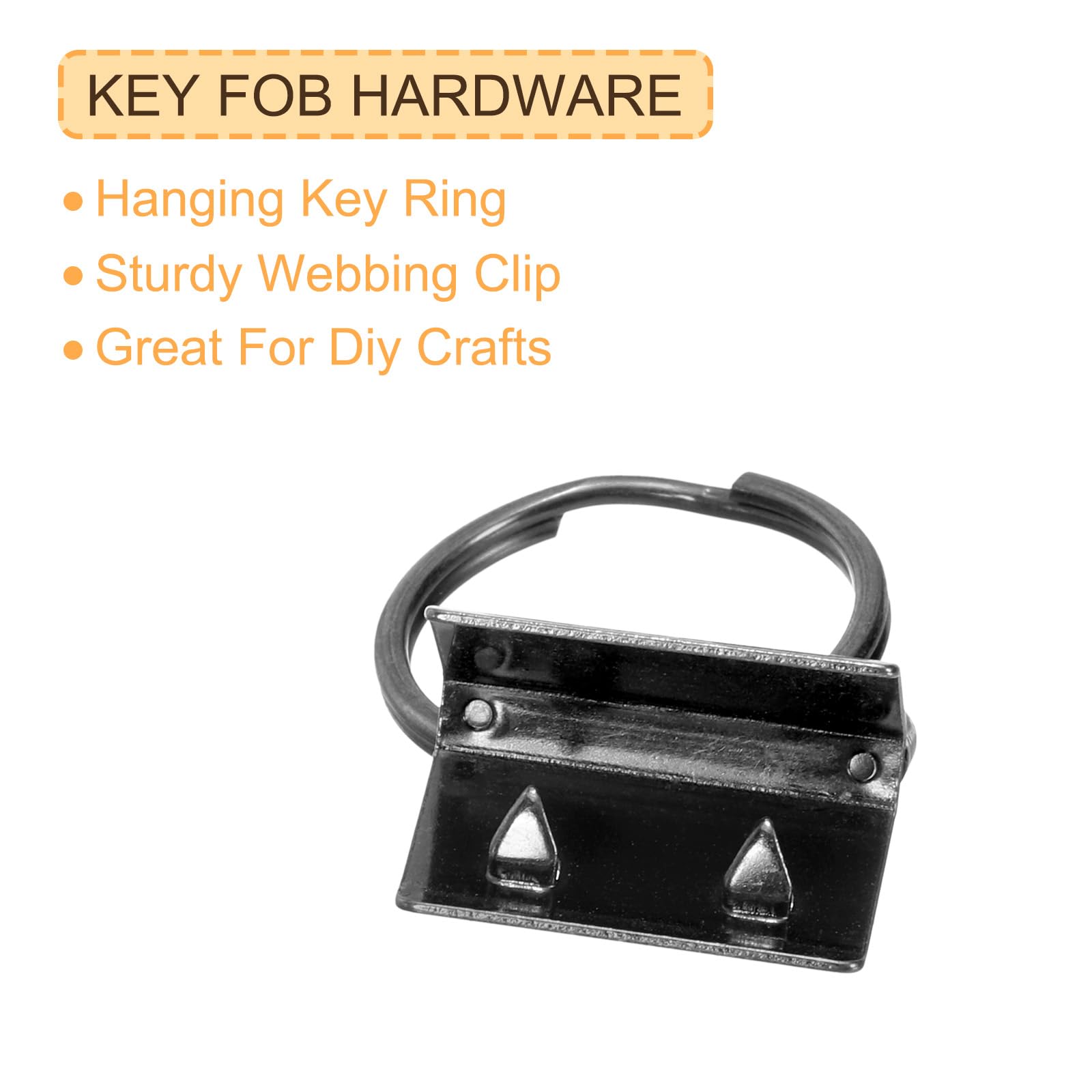 uxcell 20Pcs 20mm/ 0.8-inch Key Fob Hardware with Keychain Ring for Bag Webbing Wristlets Lanyards, Black - Image 4