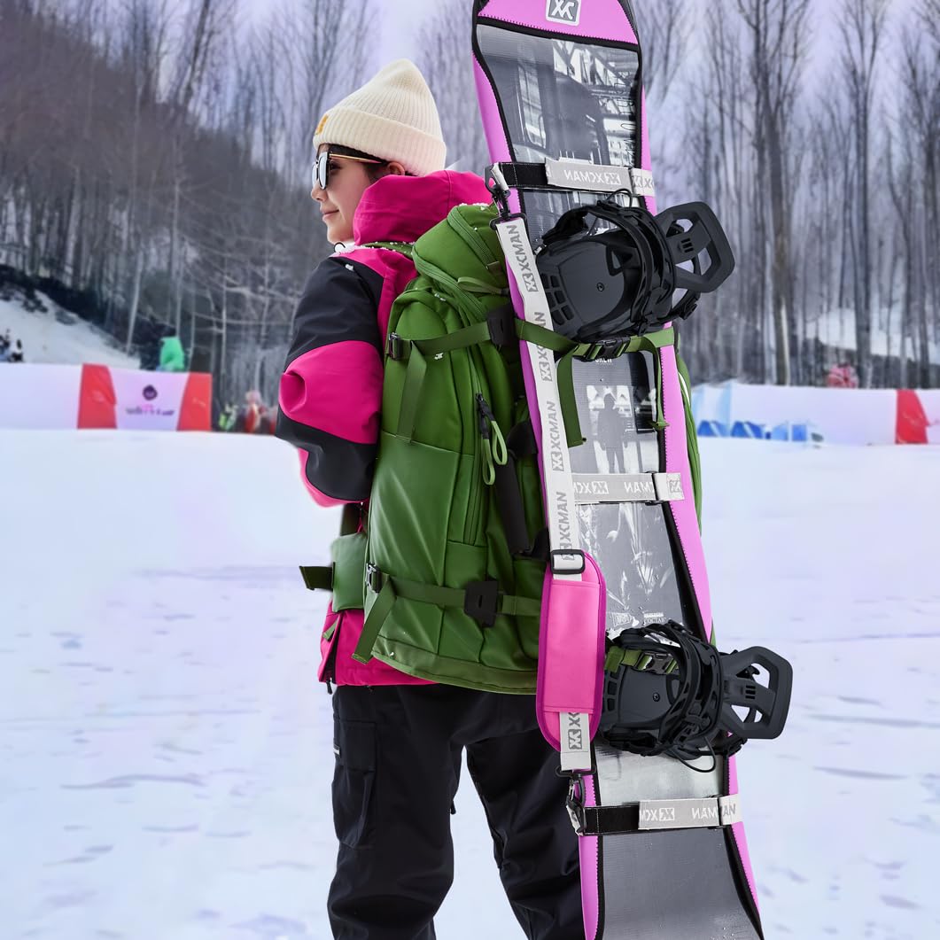 XCMAN Attacco per snowboard posteriore, leggero, con ingresso posteriore, per uomini e donne, facile da mettere e togliere