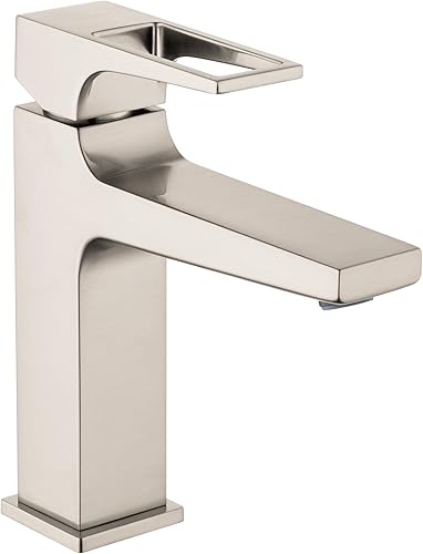 hansgrohe Metropol 74510821 - Grifo moderno para lavabo de baño de bajo flujo con 1 manija y 1 manija de 1 7 pulgadas de alto en níquel cepillado,