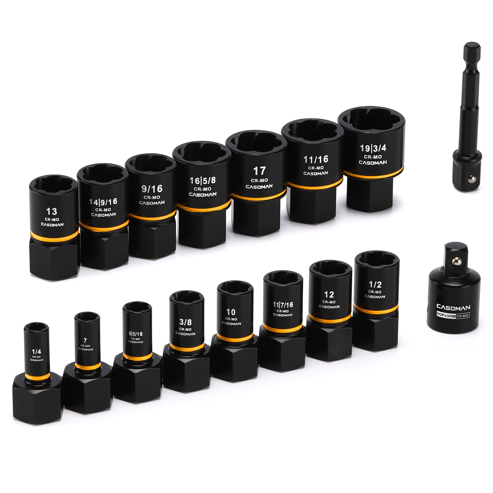 CASOMAN 17-Piece Bolt Extraction Socket Set