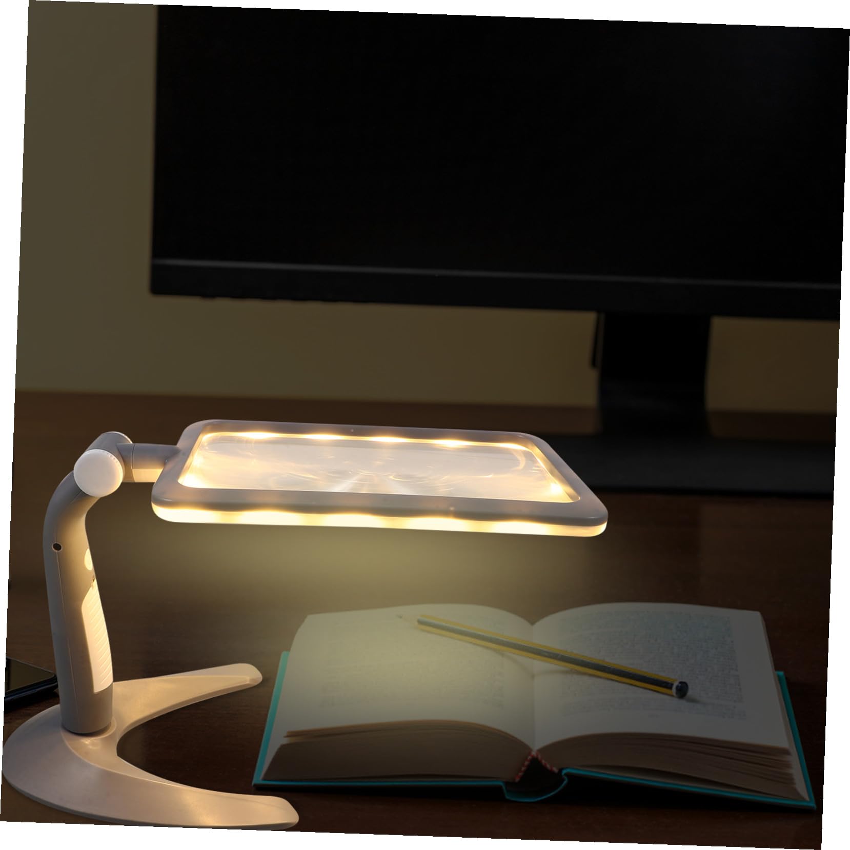 SOIMISS Handlupe mit 48 LEDs und 2,5-facher Vergrößerung Tragbar aus Abs und Acryl mit Praktischem Ständer zum Lesen und Zeichnen für Senioren