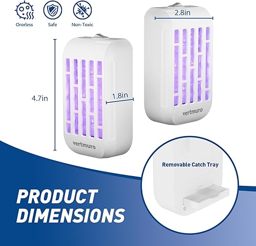 Miniatura 7 de Exterminador de insectos para interiores, con enchufe eléctrico para insectos voladores con luz LED UV, trampa portátil para moscas de mosquitos