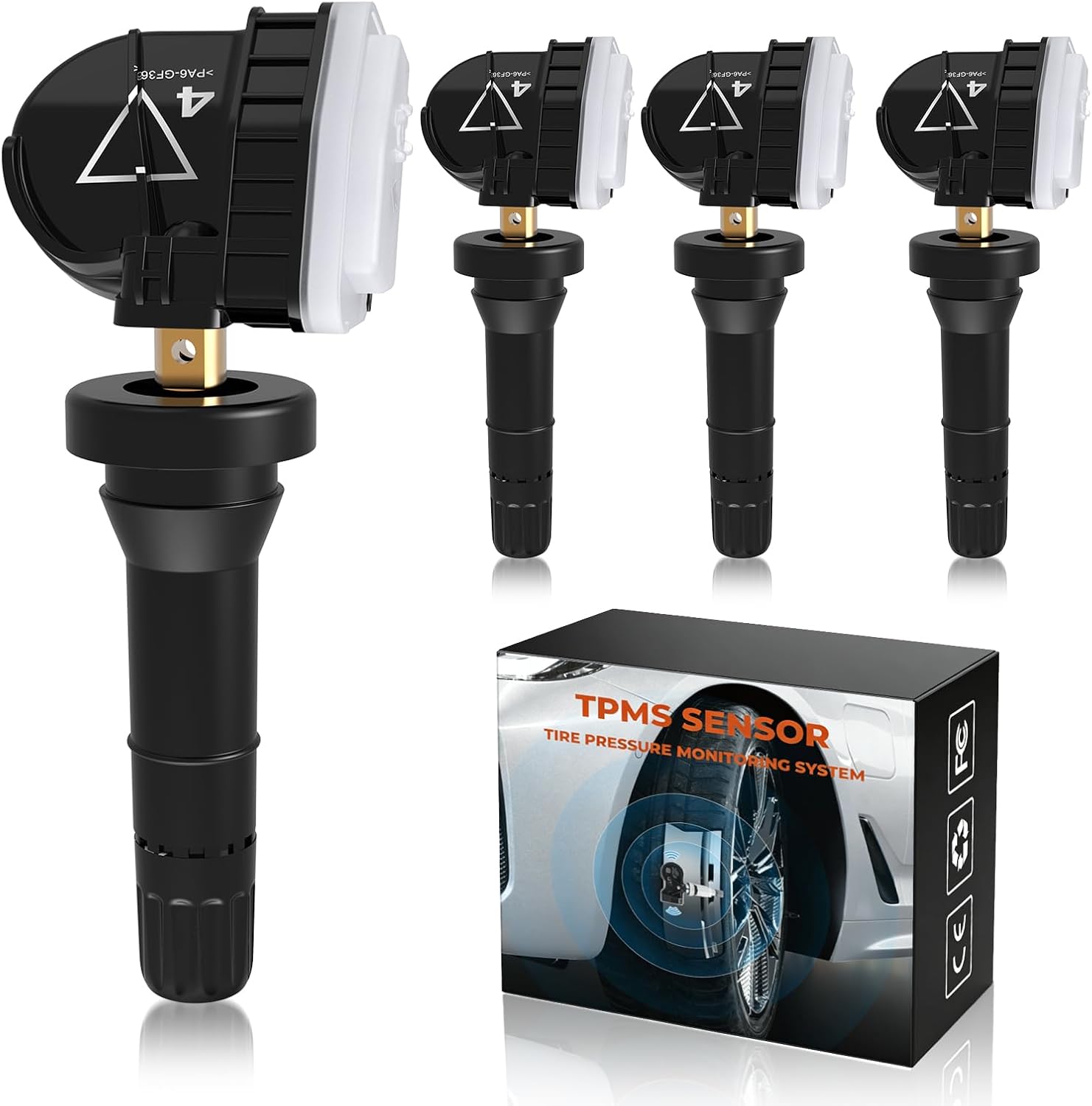 TPMS Sensor 433MHZ 4 Pack, Pre-Programmed Tire Pressure Monitoring System Sensor Fit for Buick Enlave Lacrosse for Chevrolet Silverado Impala for Cadillac XT4 XT5 XT6, Replace 13598773 13594222