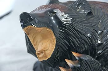 Amazon.co.jp: 怒り熊龍怒作木彫り熊の置物北海道土産一刀彫 303