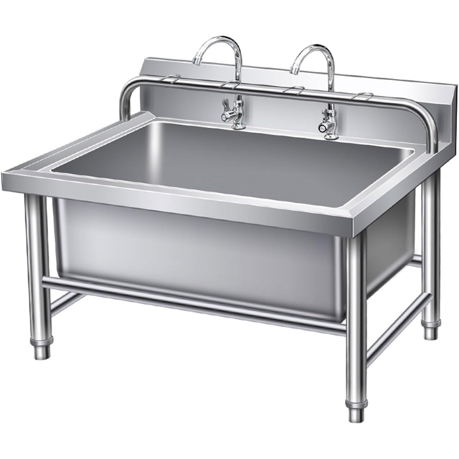 asdchZen Mop Pool Slop Sinks,Freestanding Stainless Steel Mop Service Basin Utility Floor Mop Sink With Hooks Easy To Clean & Install For Kitchen/Restaurant/Laundry Ro,80Cm,80CM