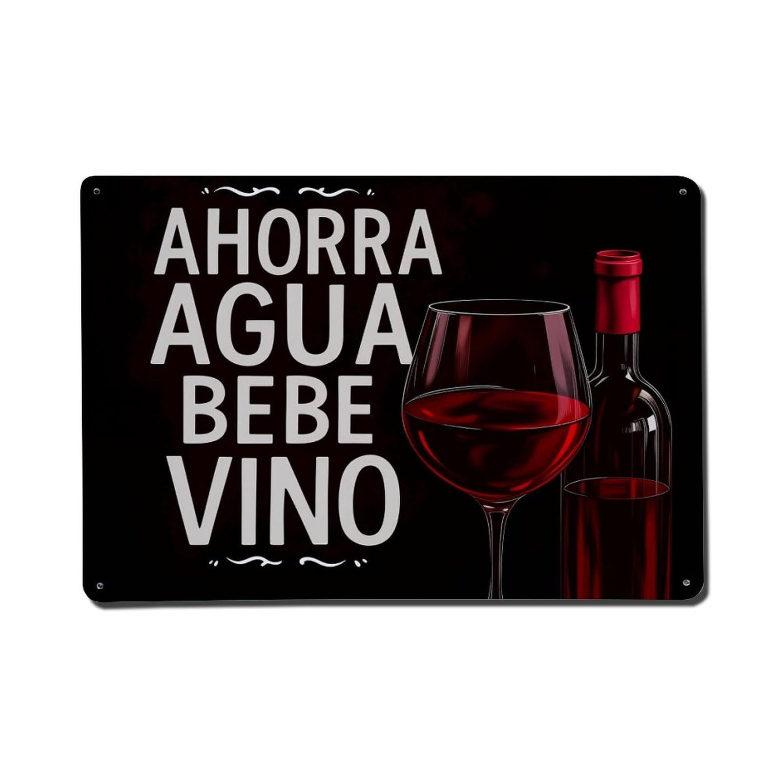 Save Water Drink Wine Red Wine Glass Bottle Tin Sign Vintage Metal Poster, Home Bar Garage Man Cave Cafe Indoor & Outdoor Wall Decoration 8x12Inches