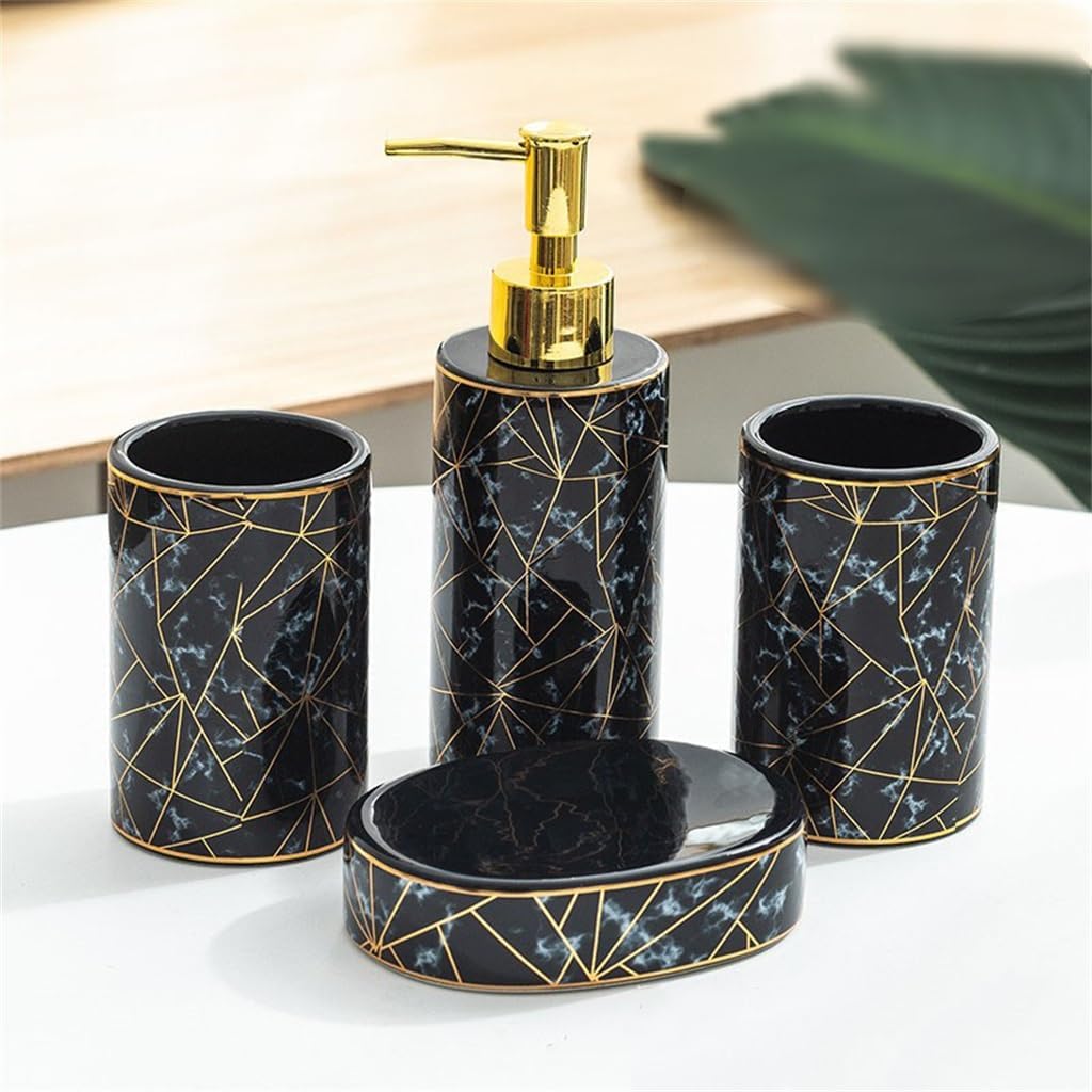 Bathroom Toiletries 4-Piece Toiletries Bathroom Items Ceramic Household Items Lotion Bottle Toothbrush Holder