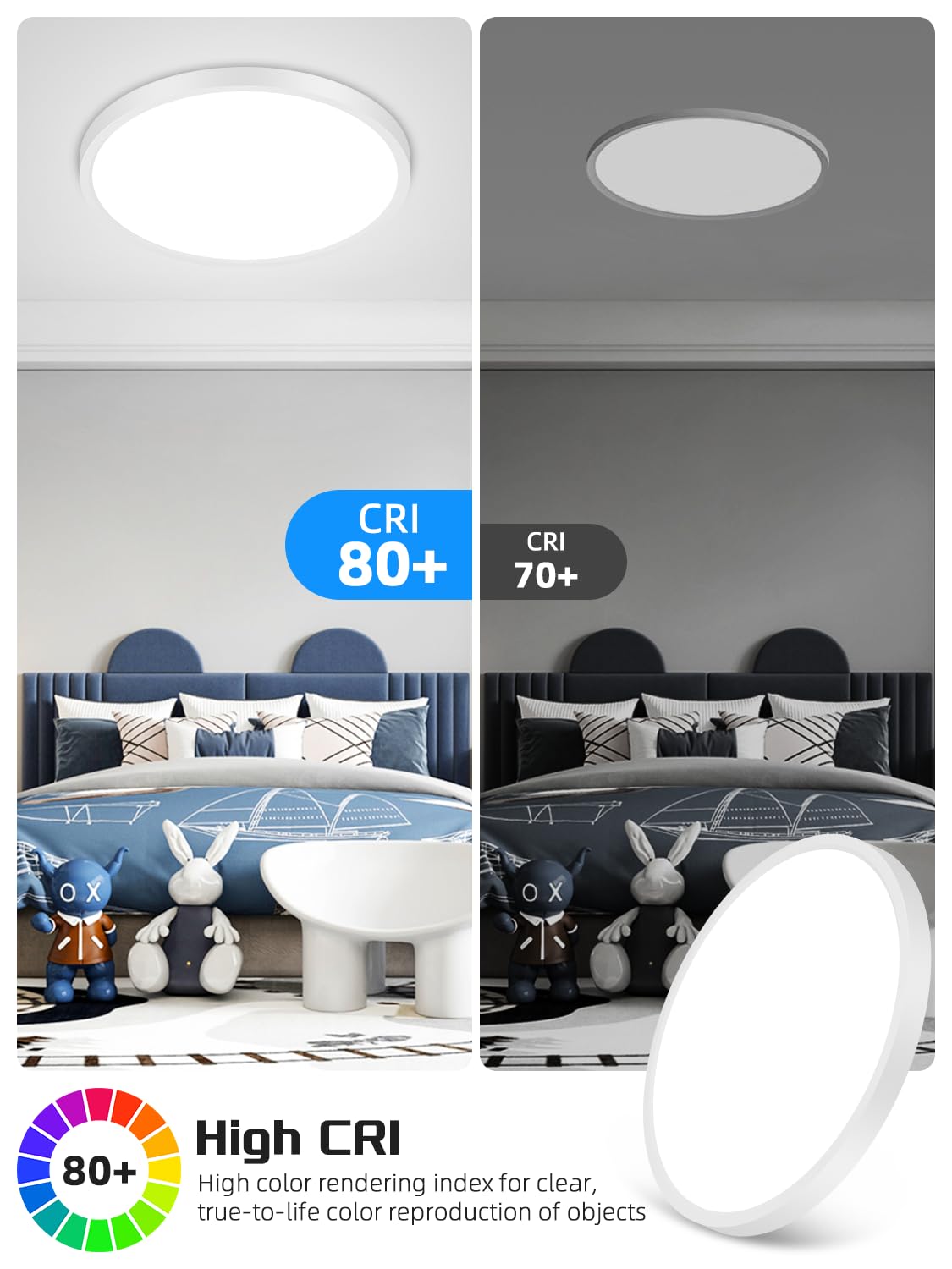 Plafoniera LED Soffitto 60W,6500K Bianco freddo Lampada da Soffitto,6000LM Plafoniera Moderni,Ø50CM Lampada LED per Camera da Letto, Cucina, Soggiorno Balcone