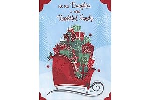 For Daughter and Family Christmas Card - 3D Sleigh Piled High with Wrapped Gifts