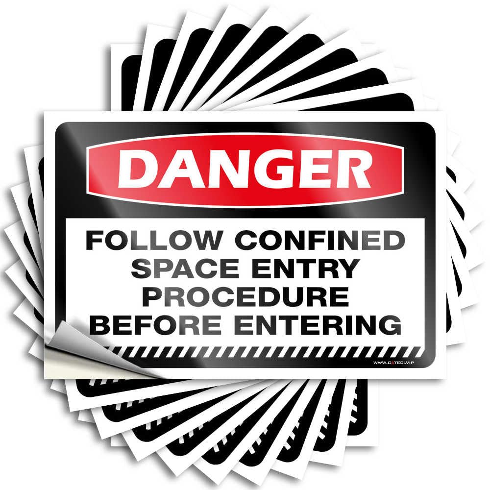 Decals Window Scratch Resistant Decals, Feminist Matte Print for Phone Case Men | Fun Stuff Uv Proof Pack Danger Follow Confined Space Entry Procedure Before Entering(12X18CM)