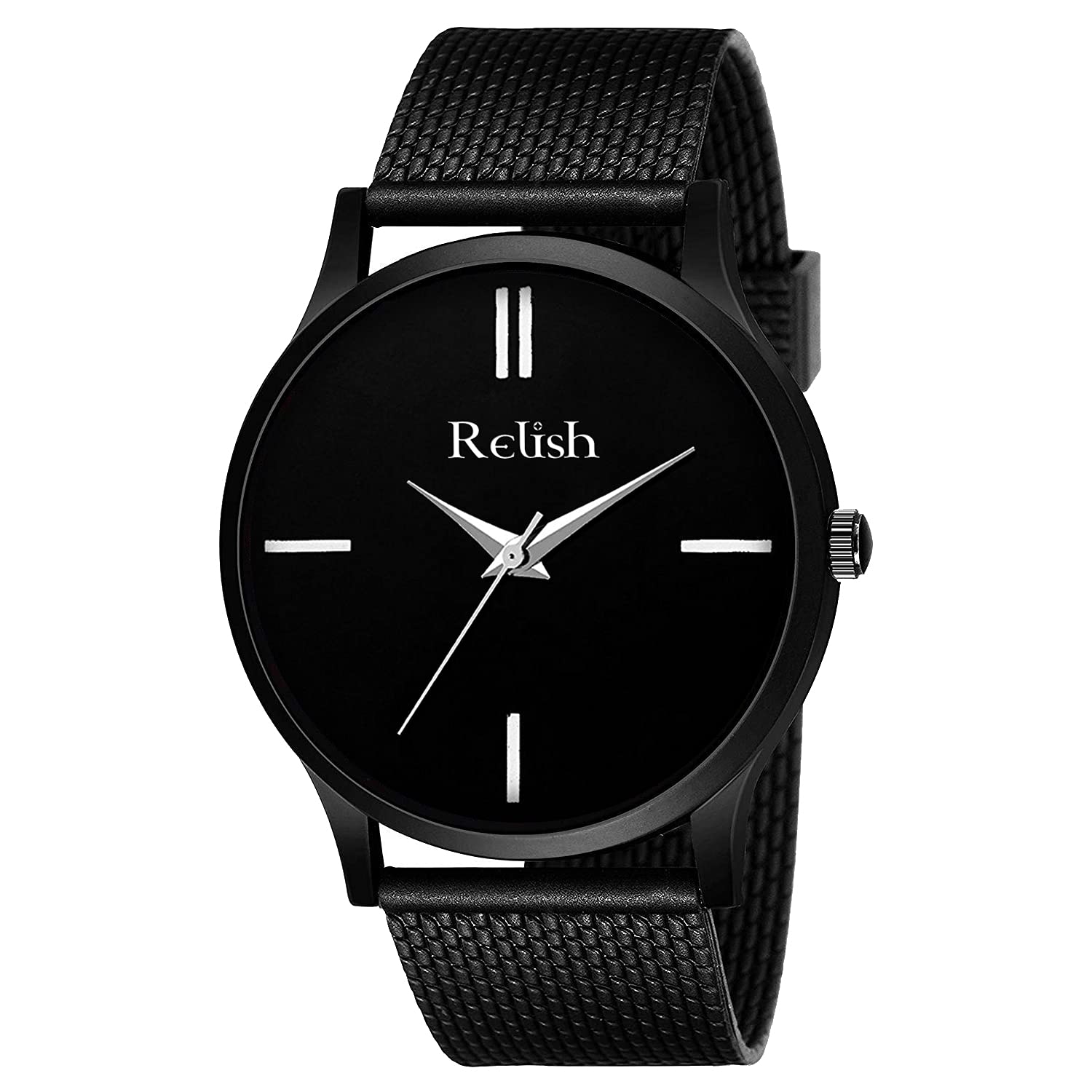 Relish Mens Analog Stainless Steel Case Black Strap Analog Display Quartz Watch Dark Series (Black) (B0966TB5S8) Amazon Price History, Amazon Price Tracker
