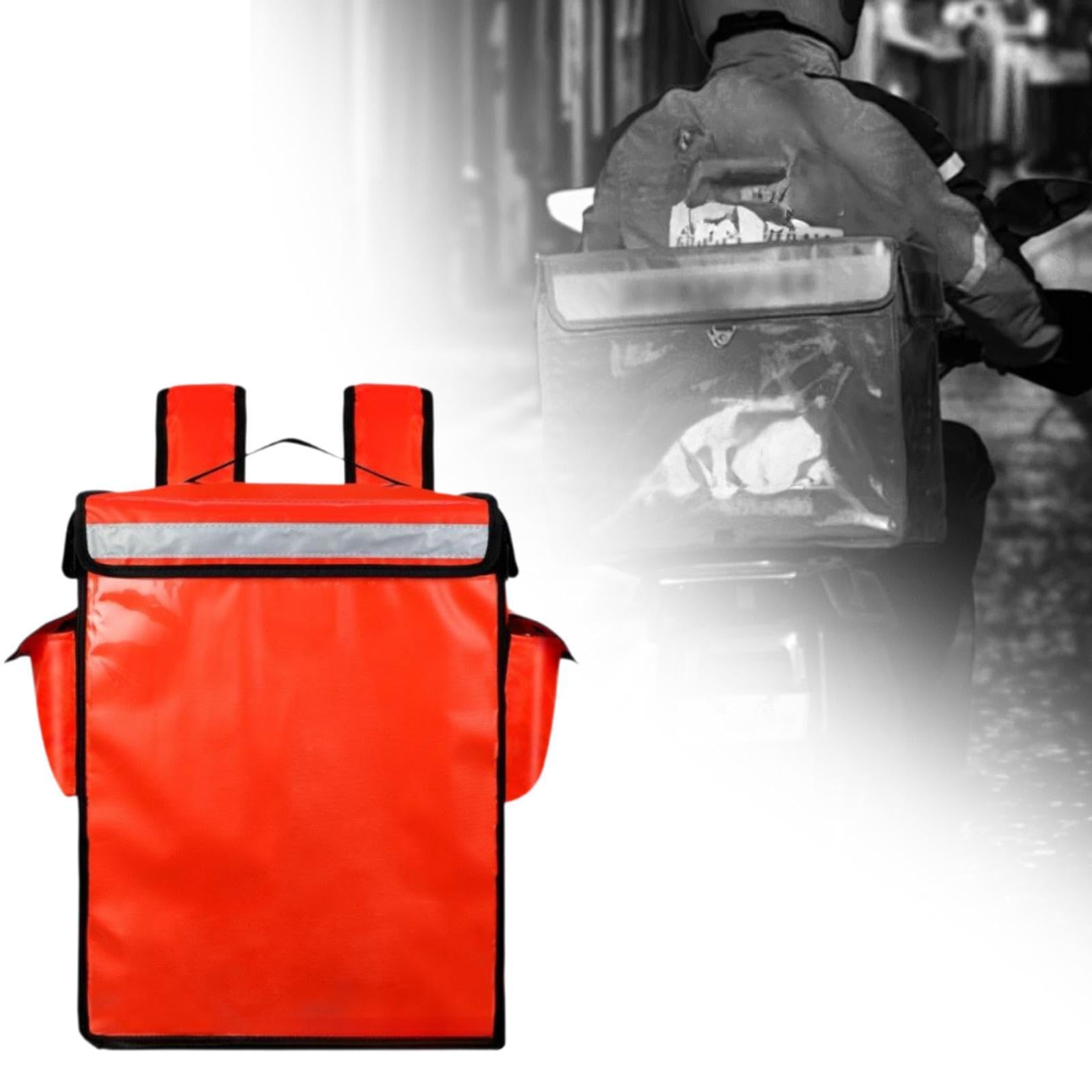 Mochila de Reparto Isotérmica, Bolsa Térmica para Alimentos, a Prueba de Fugas con Tira Reflectante, Bolsa de Catering, Bolsa de Aislamiento para Picn, Rojo, Individual
