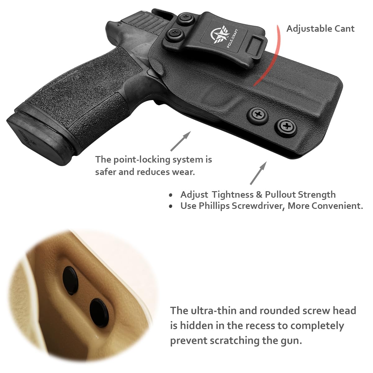 P365 XMacro Fondine Kydex IWB Fondine Custom Fit: Sig Sauer P365 XMacro Pistol - Cintura Interna Nascosta Il Trasporto - Adj. Ritenzione di cant - Copertura Mag bottone - Ingresso allargato