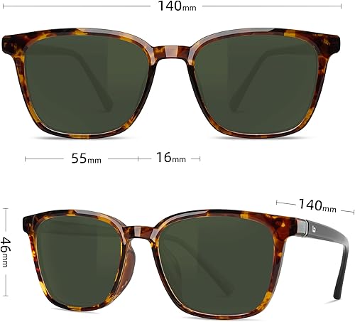 Miniatura 38 de B.N.U.S Gafas de sol polarizadas resistentes a los arañazos con lentes de cristal Corning para una claridad superior y protección UV Lente ámbar