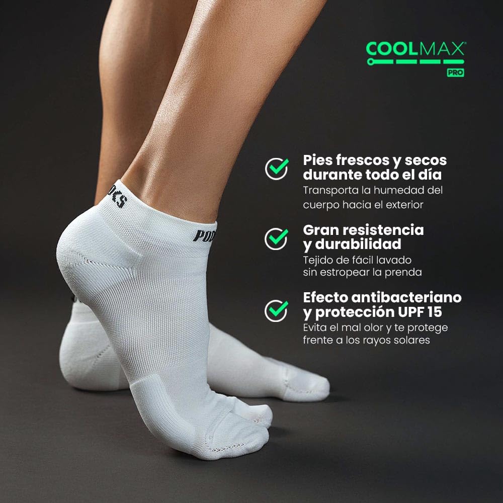 Calcetines Running Tobilleros Hombre y Mujer | Compresión deportiva y almohadillado estratégico | Alivia Fascitis Plantar | Sirve para Padel, Crossfit, Trekking | Fabricados en España