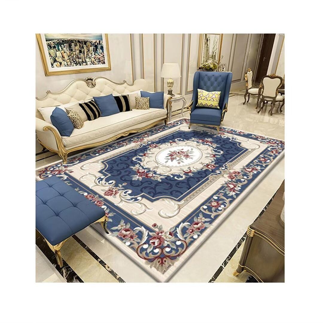Tapis lavable bleu 140x200cm pour éliminer les taches du salon et de la chambre