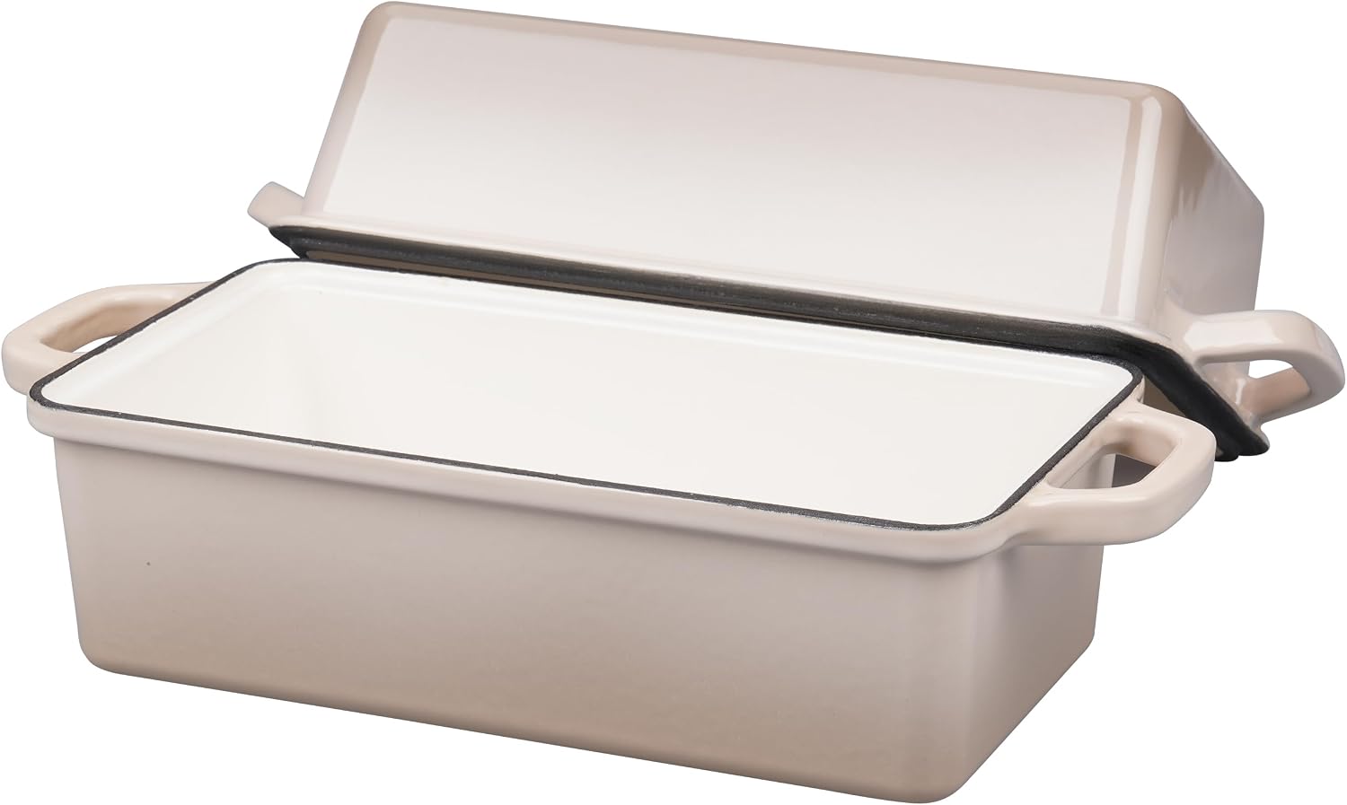 VORRINGARD Enameled Bread Loaf Pan with Lid, 2 in 1 Cast Iron Double Loaf Pan Great for Homemade Bread Baking, Meatloaf, 4 Quart, 10X5.5In, Latte