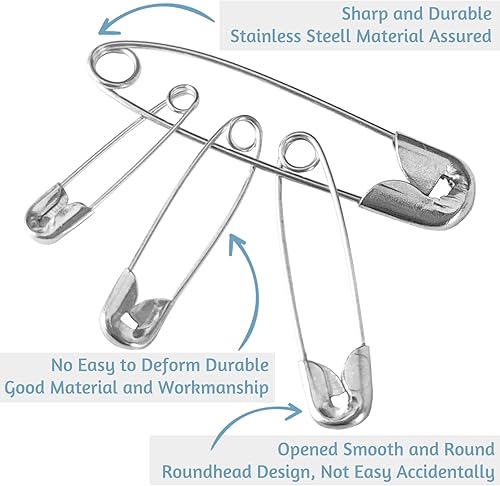 Miniatura 4 de WISYOK Pasadores de seguridad, paquete de 480 pasadores de seguridad surtidos, pequeños pasadores de seguridad, pasadores de seguridad a granel,