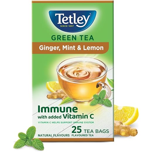 Tetley Green Tea Immune With Added Vitamin C Ginger Mint & L