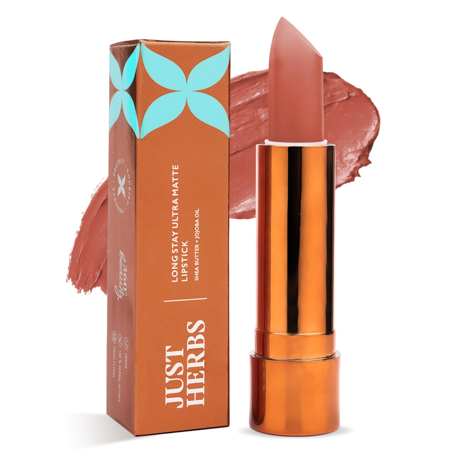 Just Herbs Ultra Matte Bullet Lipstick Nourishing Non Drying and Long Stay Lipsticks for Women 4 g (Nude Nectar)