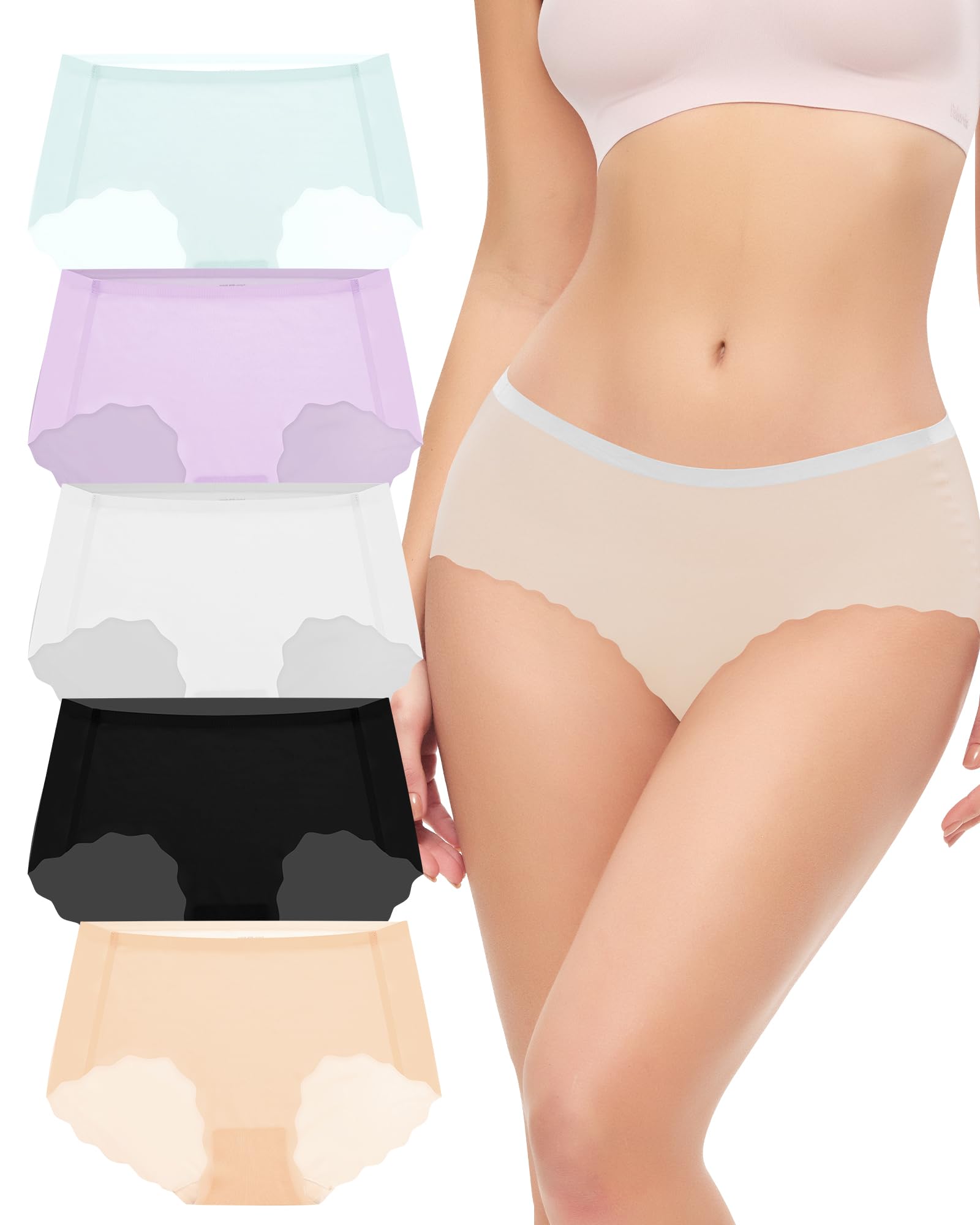 Falorda Seamless Thongs for Women Breathable Ice Silk Underwear Pack No Show Ladies Thong Stretch G-String Panties