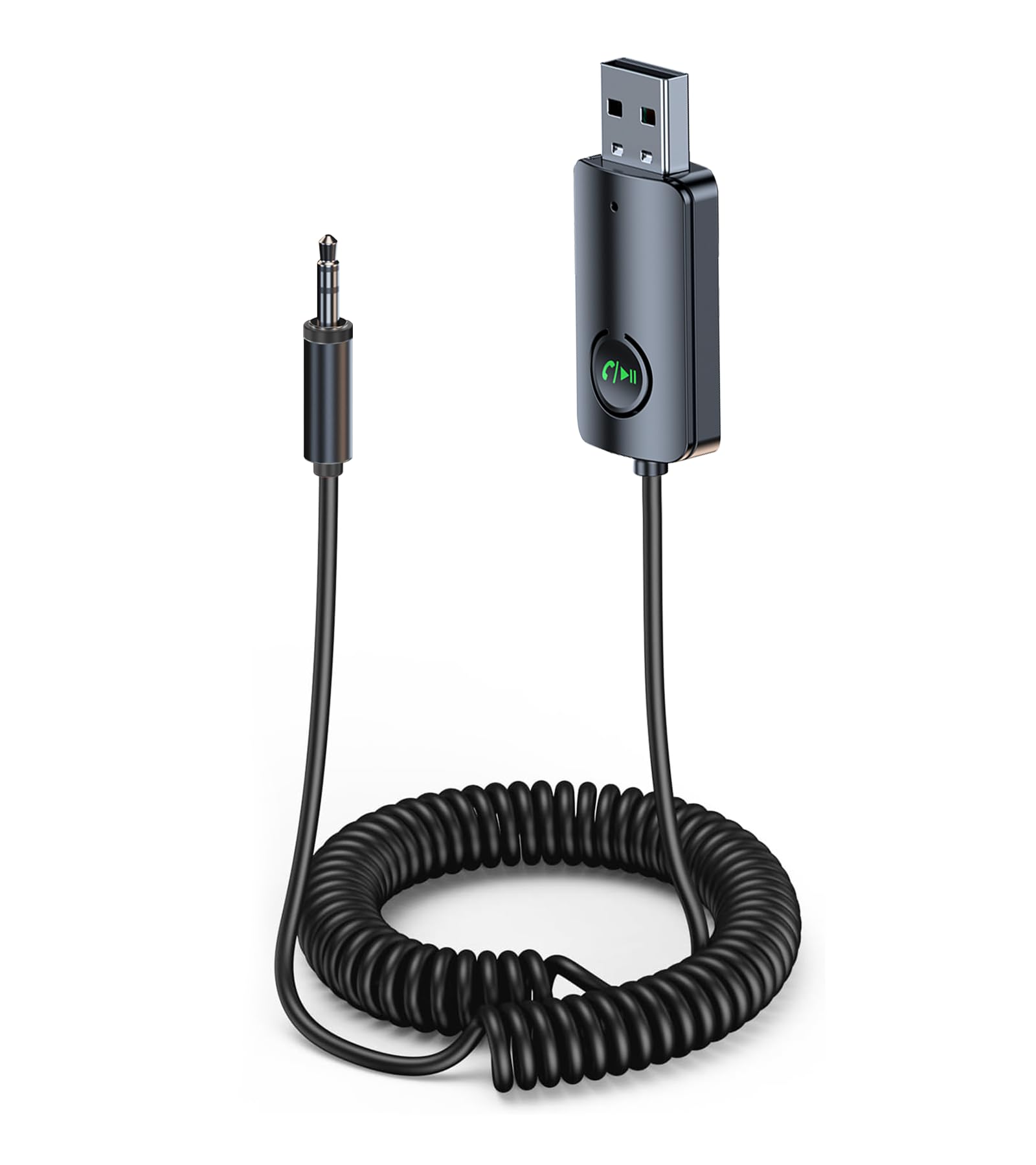 KAIY AUX to Bluetooth Car Adapter, 3.5mm Bluetooth Receiver for Car USB, Handsfree Calls Music Audio Adapter, Compatible with Car Speaker and Home Audio, Built-in Microphone