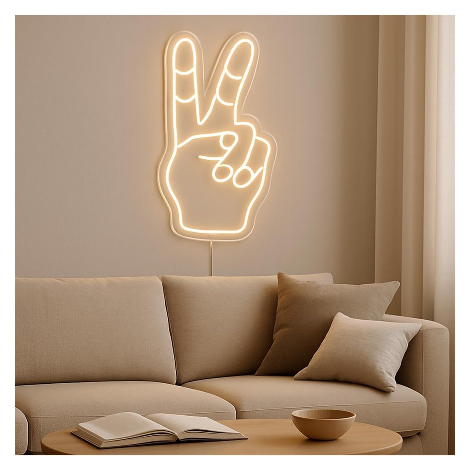 SHOUXI Sign Lamp Gesture Neon Sign, Suitable for Home Wall Decor with Dimmable 51cm