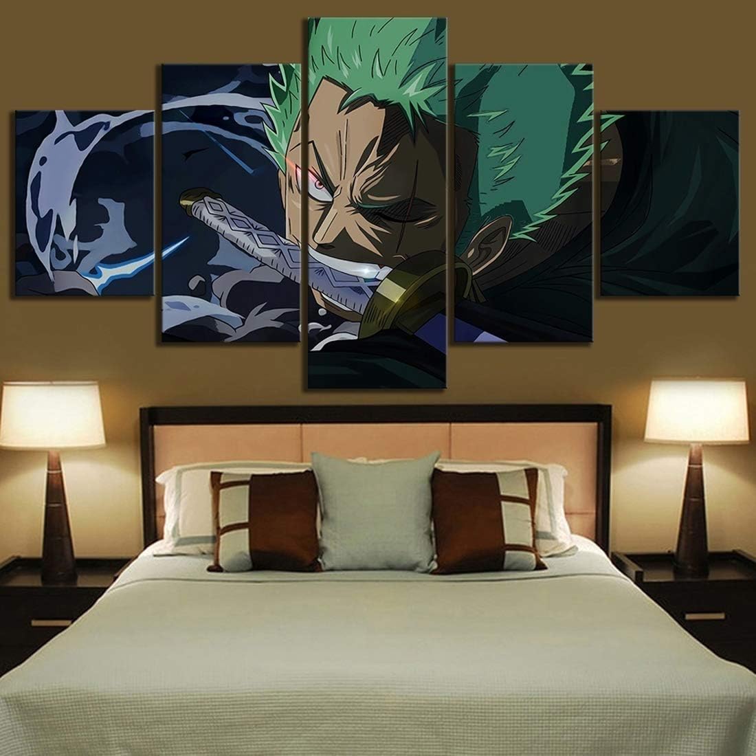 HSART Modern Canvas Decor Wall Art 5 Piece Anime Poster Pictures One Piece Roronoa Zoro Poster Wall Painting for Home,A,20x30x2+20x50x1+20x40x2
