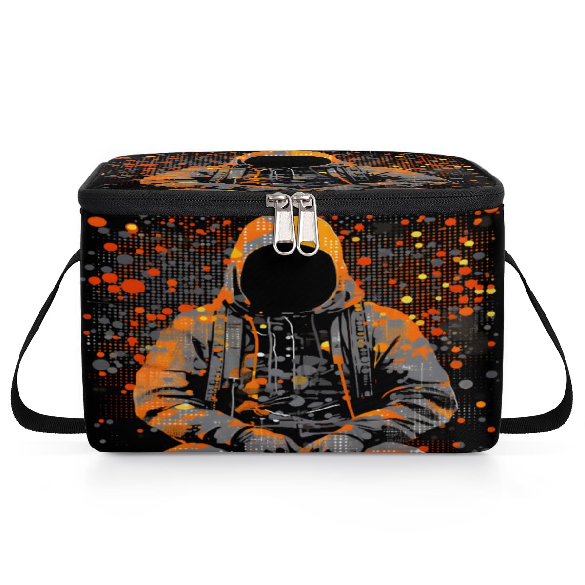 GzLeyigou Hooded Man Lunch Bags for Women Men 9 Cans, Hot & Cold Food Delivery Bag Insulated Grocery Bag Insulated Lunch Box Scary Guy Cooler Bag for Office Work Picnic Beach