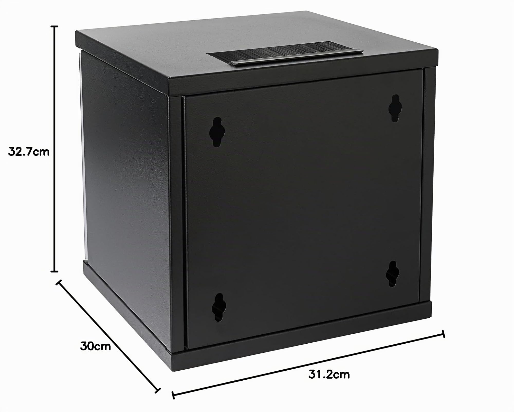 HMF 63406-02 Armoire réseau, Armoire Serveur 10 Pouces | 6 U | 300 mm de Profondeur | Entièrement montée | Porte vitrée | Noir