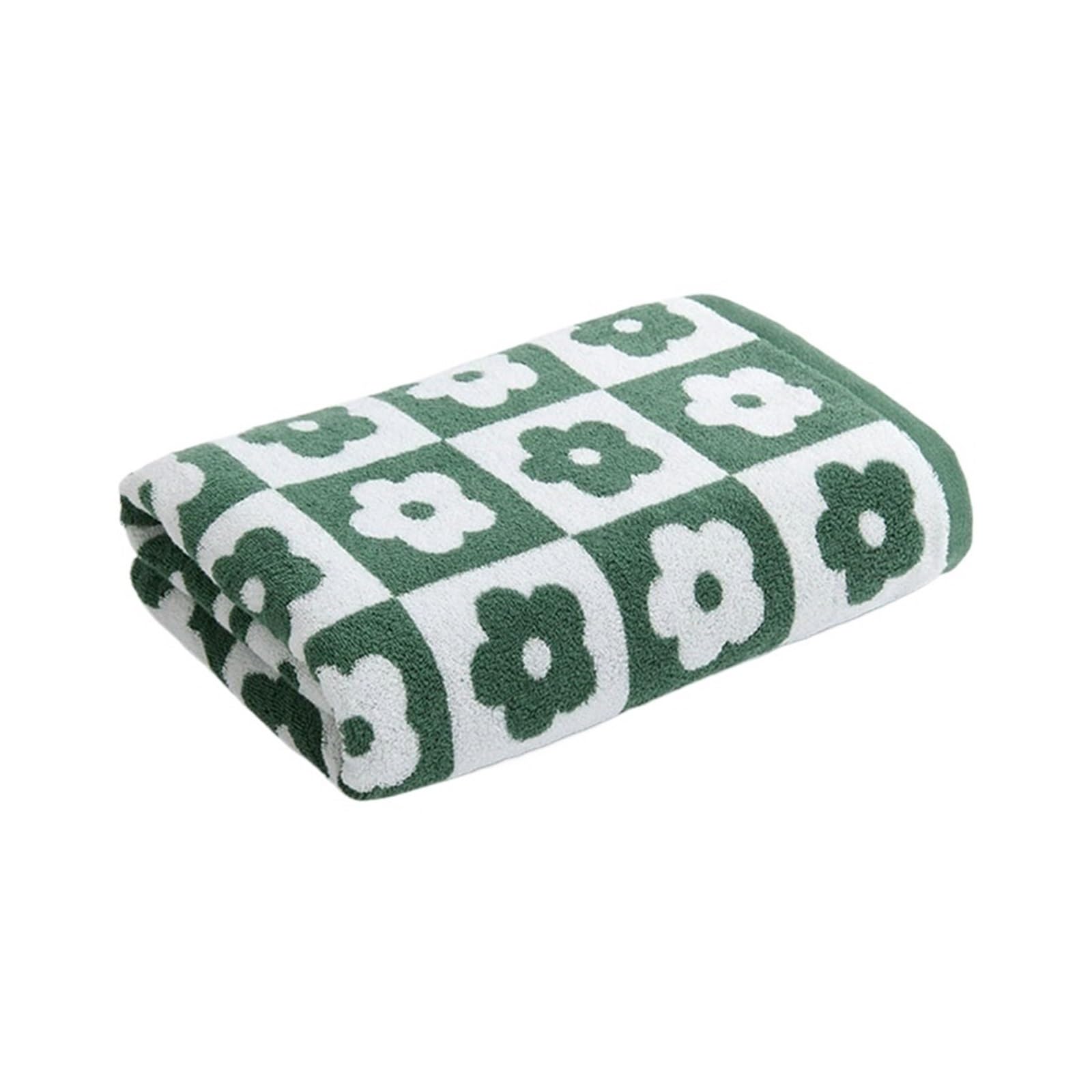 FGUJSUR Bath Towel Cotton Thicked Bath Towel Cartoon Floral Pattern Towels Absorbent Soft Beach Bathroom Shower For Home(Green)