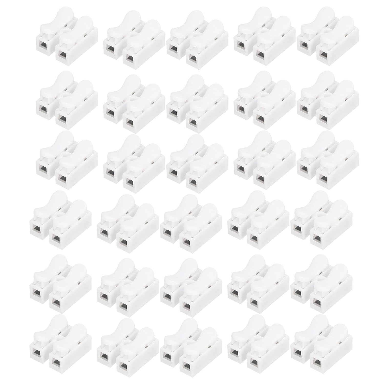 Walfront 100pcs CH2 Spring Quick Connectors 2 Port Press Terminal Block