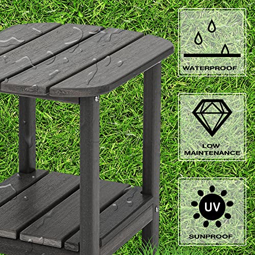 Lzrs Double Adirondack Side Table, Outdoor Side Tables, End Tables For Patio, Backyard,Pool, Indoor Companion, Easy Maintenance & Weather Resistant(Gray Mixture) #TOP3