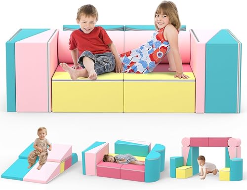 Miniatura 30 de BIERUM Sofá para niños, 6 piezas, sofá infantil para dormitorio, sala de juegos, sofá multifuncional para desarrollar la inteligencia, la 6 piezas