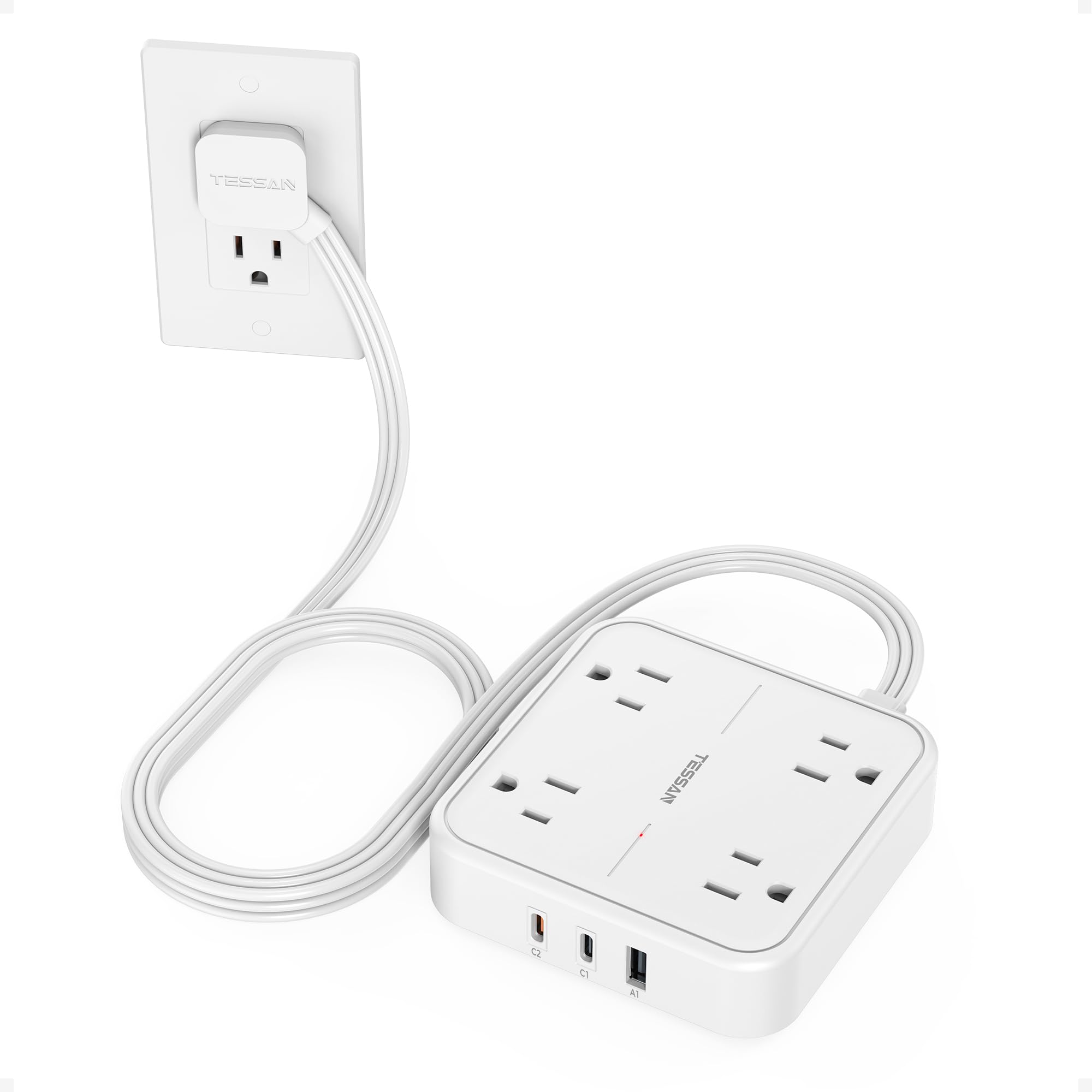 TESSAN Surge Protector Flat Extension Cord 5 Ft, Ring Plug Power Strip — Amazon image 25