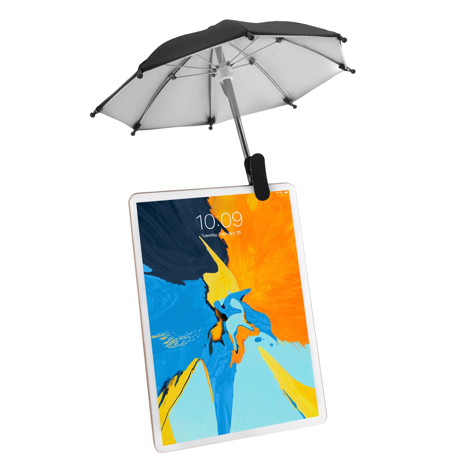 Regenschirm-Sonnenschutz, kompatibel mit iPad, für Arbeiten im Freien, Regenschirm kompatibel mit iPad, entspiegelt, schwarz, tragbarer Clip, 1 Stück