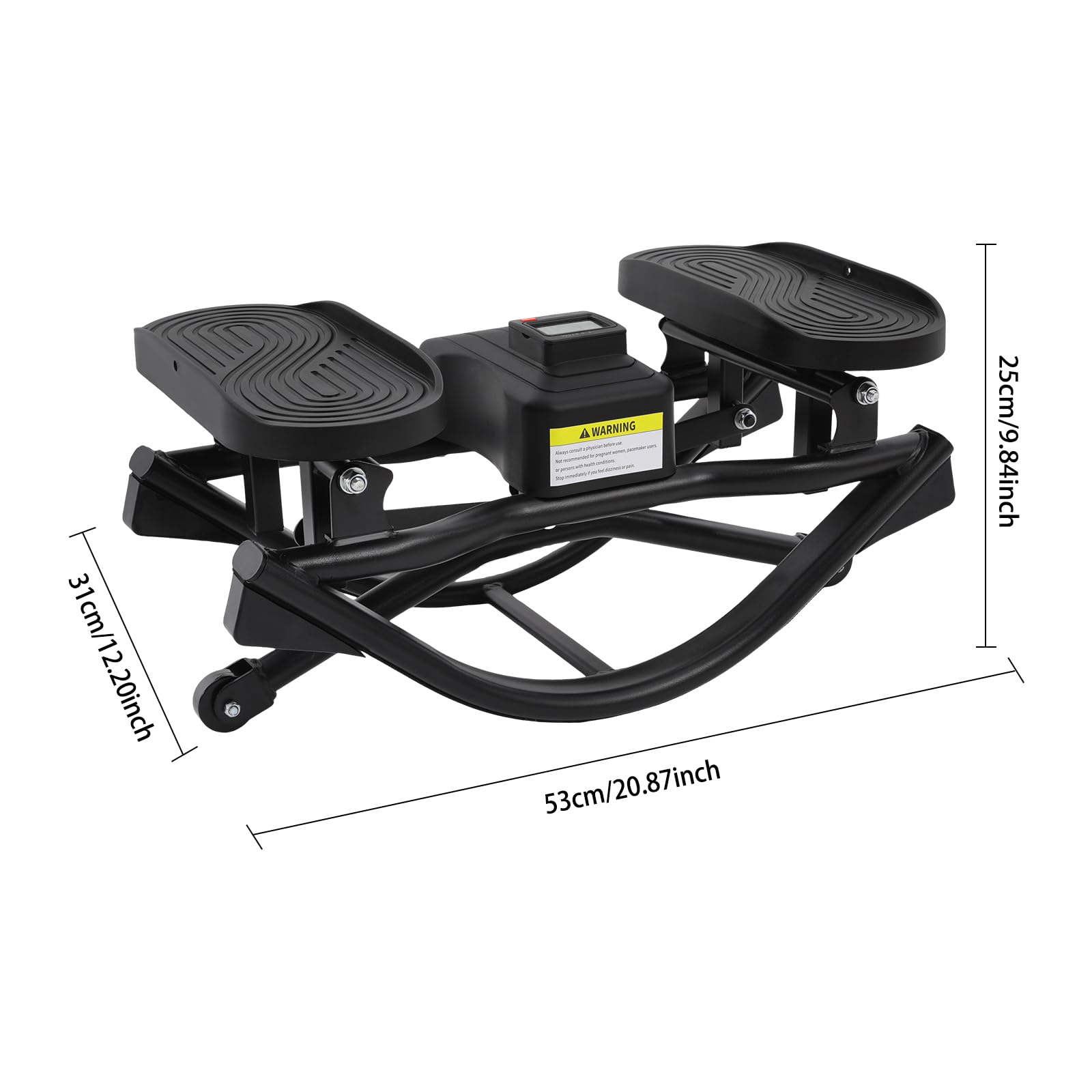 Stepper chroniący stawy do domu z linką Power Rope, Rock Stepper, maks. 100 kg | Stepper, side-to-side, wyświetlacz LCD i antypoślizgowe pedały, niski wpływ, ruch boczny 3D na nogi, pośladki i brzuch