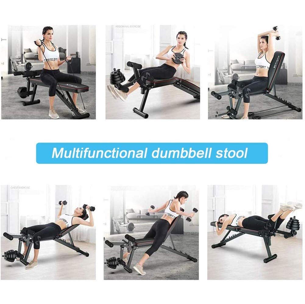 Banc de Musculation Multifonctions Pliable,avec Leg Extension Machine,Universel Banc à haltères Exercices abdominaux Exercices, Banc d’entraînement pour Tout Le Corps