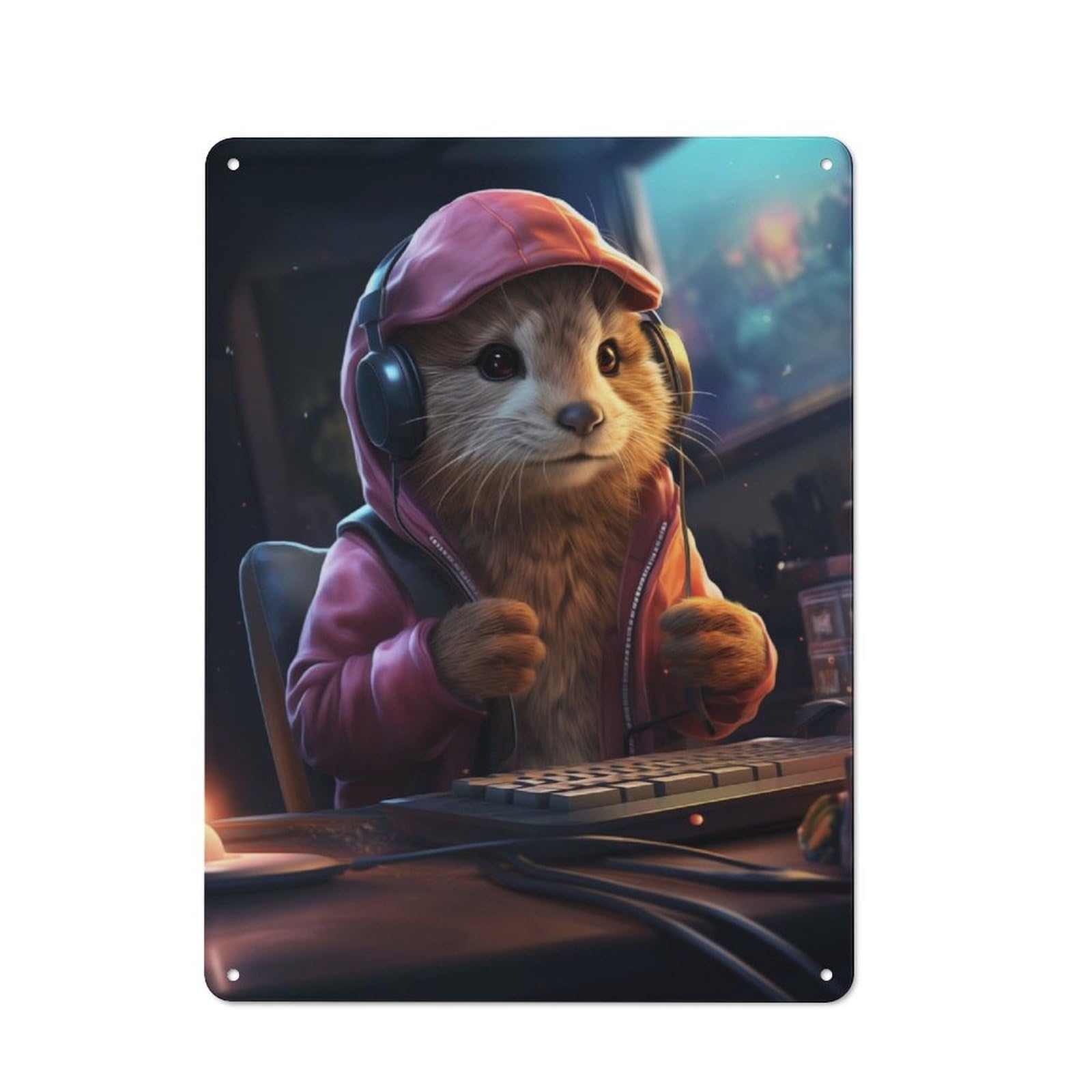 Junmoney Gamer Rabbit Vintage-Inspired Tin Sign 40X30cm For Café Or Restaurant, For Cooler-Month Interiors With Vintage Character