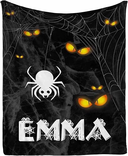 InterestPrint Manta personalizada de Helloween con nombre, decoraciones de Helloween para el hogar, regalos de feliz hola para niñas, regalos de