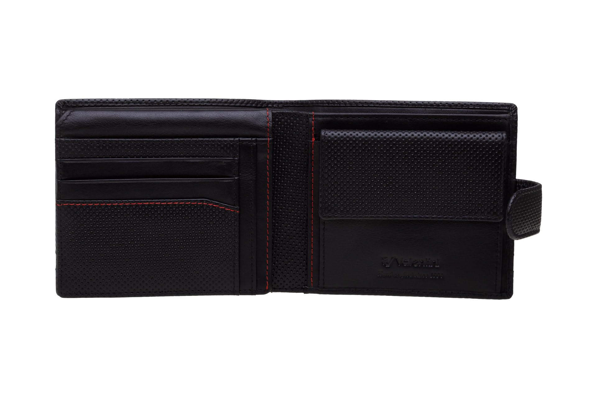 Valentini Portfel Męski Czarny Perforated Skóra Naturalna 12,5 x 10,5 cm