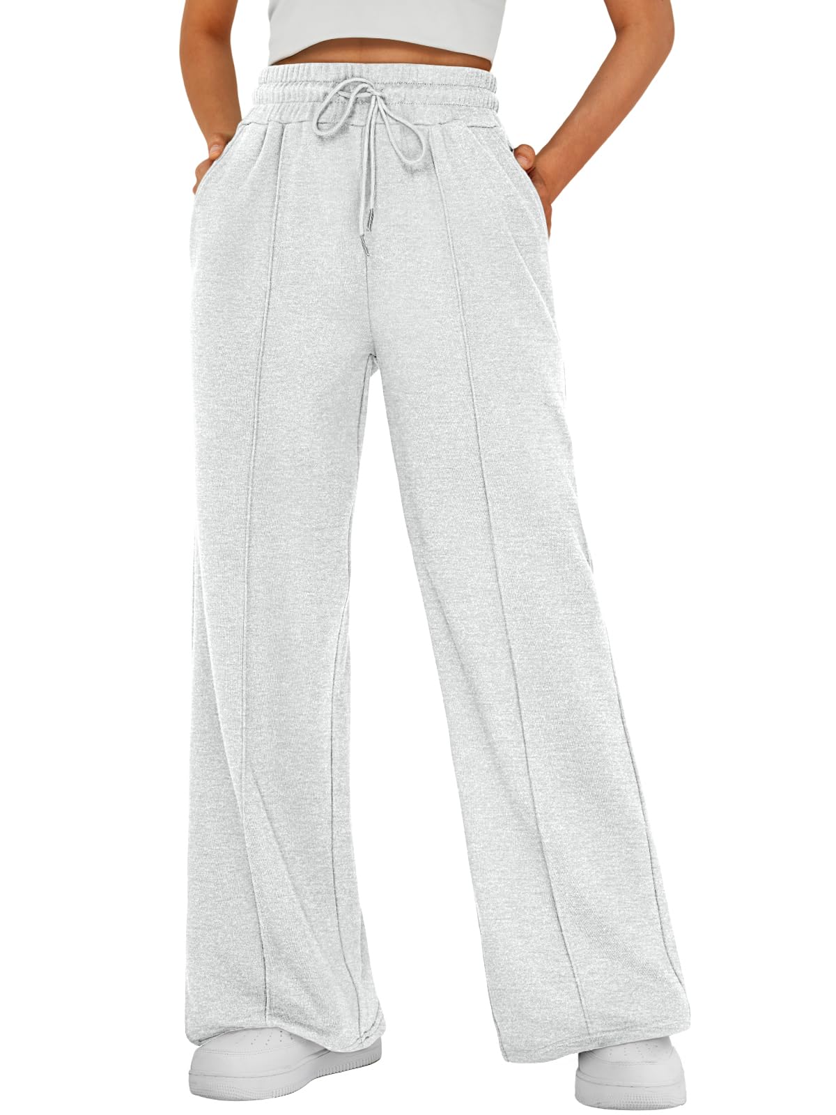 AUTOMET Women’s Wide Leg Sweatpants High Waisted Baggy Flared Pants Drawstring Athletic Joggers