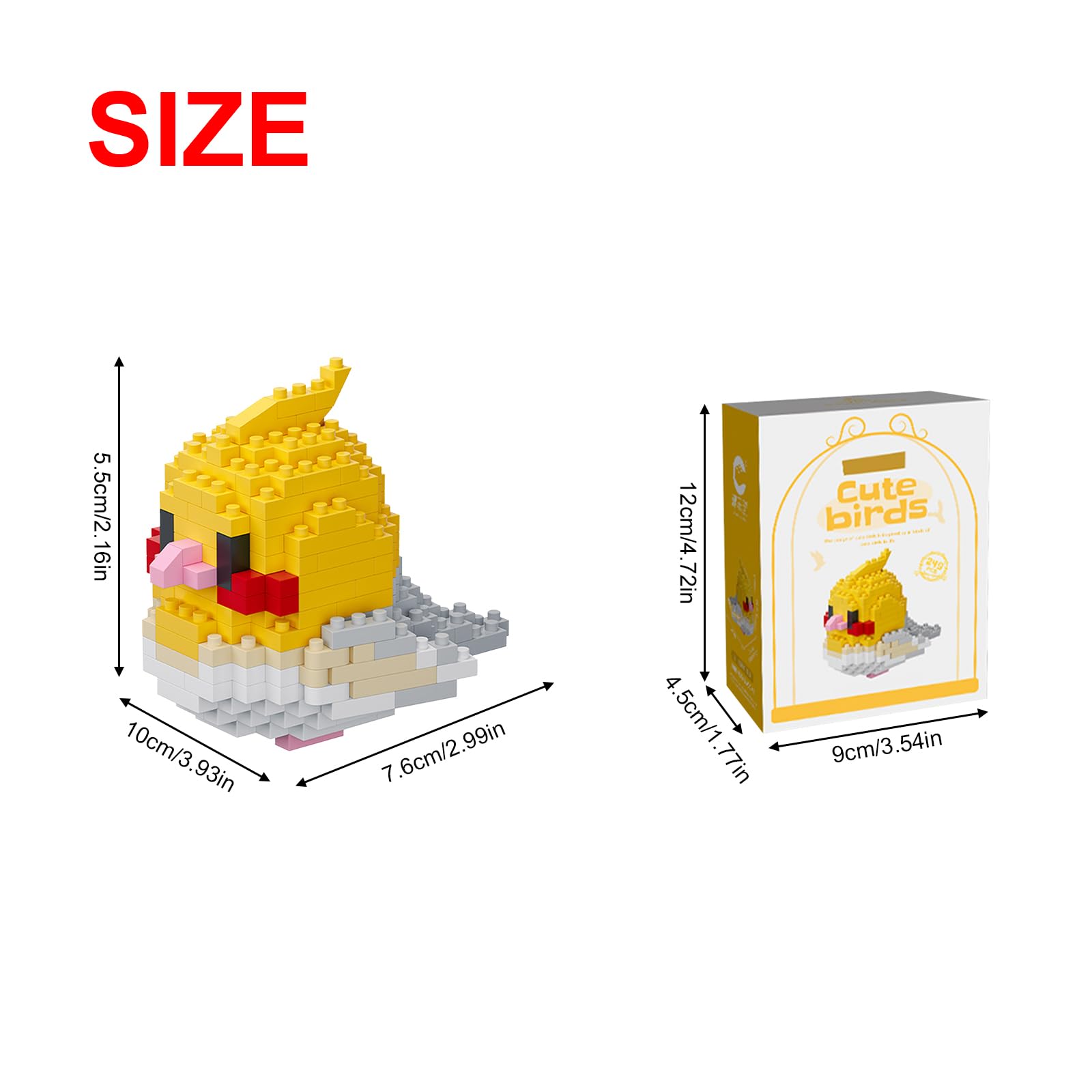 NOOLY Parrot Micro Building Bricks Kit Bird Thmed Blocks Set Decoration for Home and Office WKLJM-01 249Pcs (Yellow and White) 8915 - Image 3