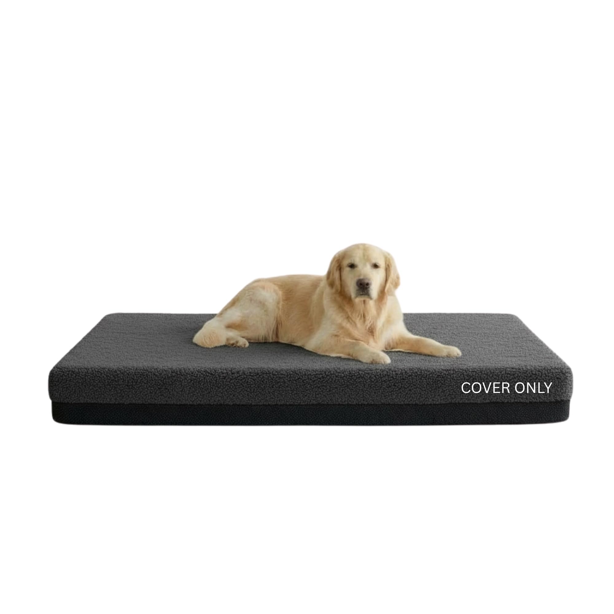 Kosiproducts Spare Replacement Dog Bed Non Slip Cover, 300gsm 100% Polyester Sherpa Fleece, Invisible Zip Fastening To Fit Dog Bed Size: [114cm x 75cm x 10cm, Grey]
