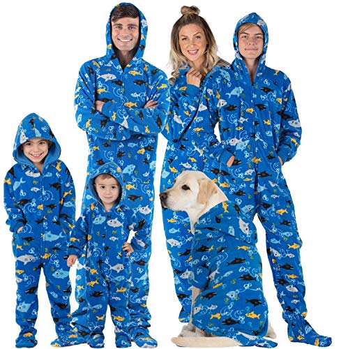 Footed Pajamas - Family Matching School of Sharks Hoodie Onesies for Boys, Girls